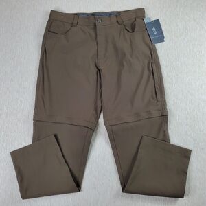 Free Country Convertible Hiking Cargo Pants Mens 36x32 Brown Performance Stretch